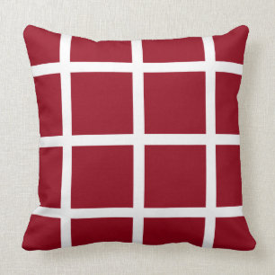 White Windowpane on School Days Red Throw Pillow