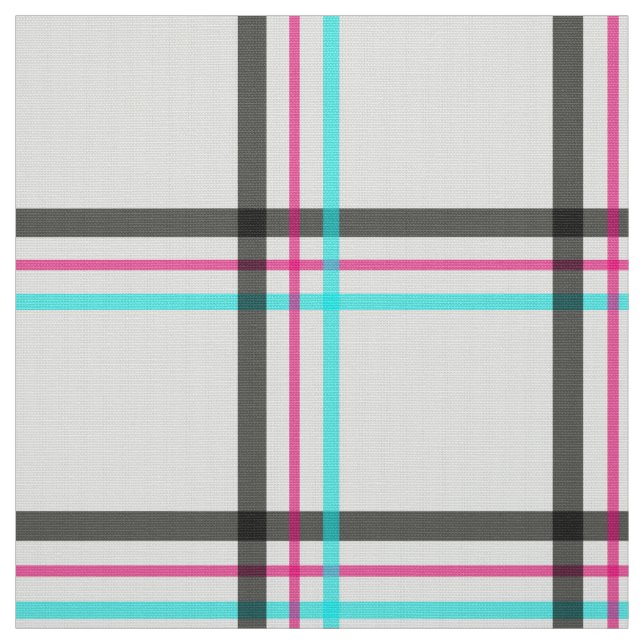 White Windowpane Plaid Grid Pattern Fabric (Swatch)