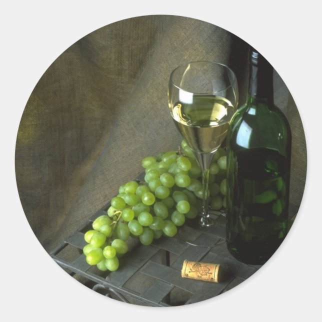 White Wine and Green Grapes Stickers (Front)
