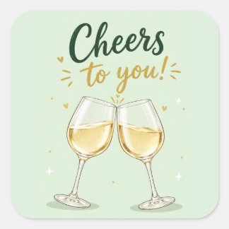 White Wine Birthday Celebration Square Sticker