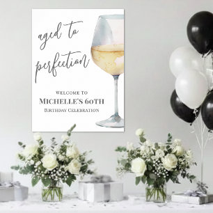White Wine Birthday Party Welcome Sign