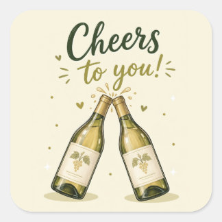 White Wine Bottle Birthday Square Sticker