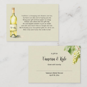 White Wine Bottle display bridal shower tag Enclosure Card