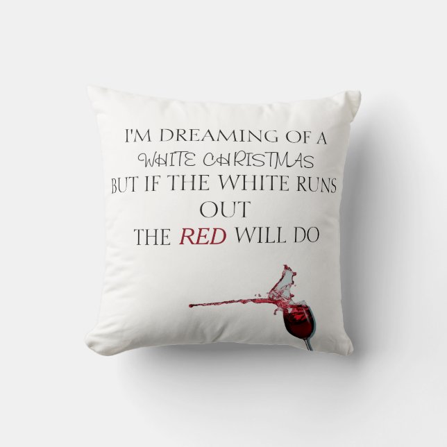"White Wine Christmas" Comical Christmas Throw Pillow (Front)