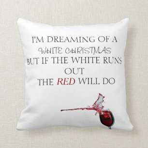 "White Wine Christmas" Comical Christmas Throw Throw Pillow