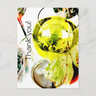 white wine glass modern collage thank you postcard