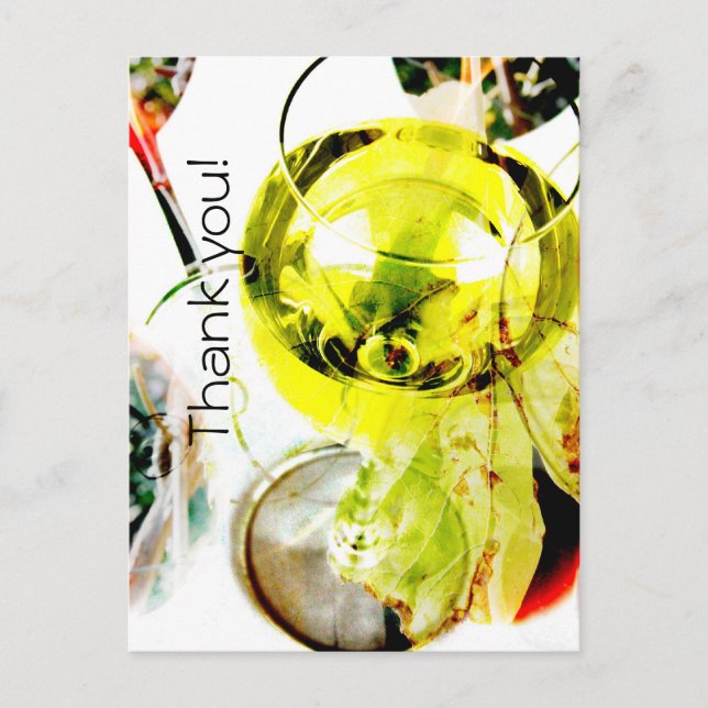 white wine glass modern collage thank you postcard (Front)