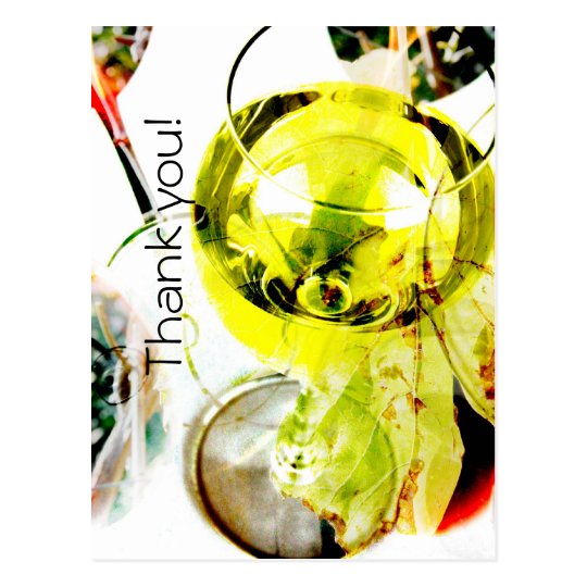 white wine glass modern collage thank you postcard