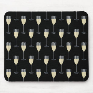 White Wine Glass on Black Mouse Pad