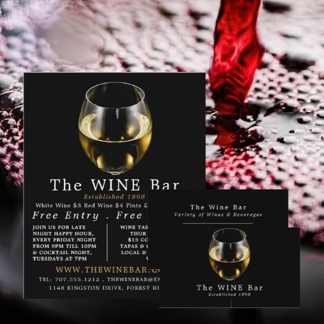 White Wine Glass, Wine Bar/Winery Business Card (Creator Uploaded)