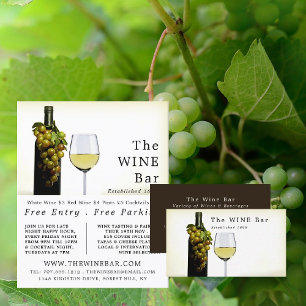 White Wine & Grapes, Wine Bar/Winery Advertising Flyer