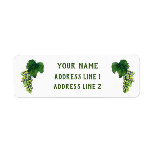 White Wine Green Grapes Custom Address Labels