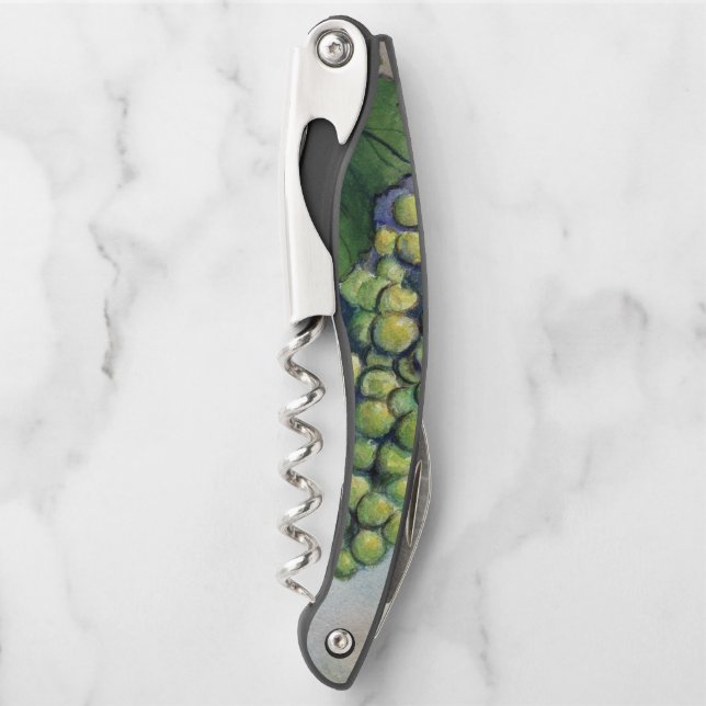 White Wine Lover Grapes Art Personalized Corkscrew (Front)