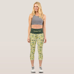 White Wine Pattern Capri Leggings
