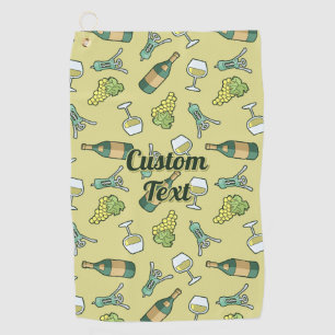 White Wine Pattern Golf Towel