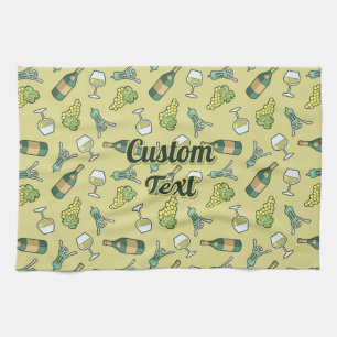 White Wine Pattern Kitchen Towel