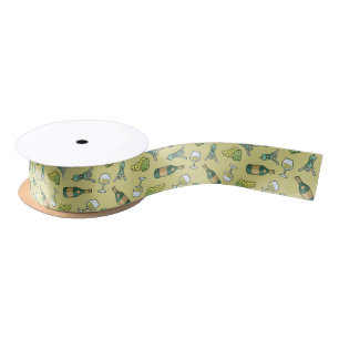 White Wine Pattern Satin Ribbon
