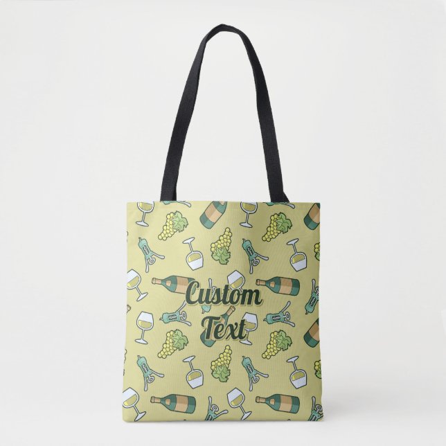 White Wine Pattern Tote Bag (Front)