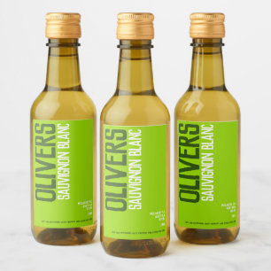 White wine shades of green wine makers text mini label