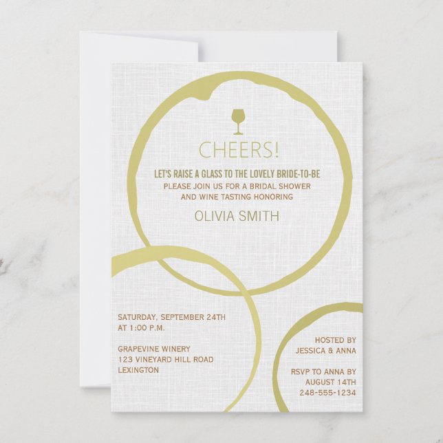 White Wine Stain Rings Bridal Shower Invitations (Front)