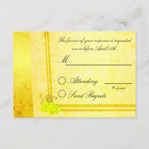 White Wine Vintage Wedding RSVP Card