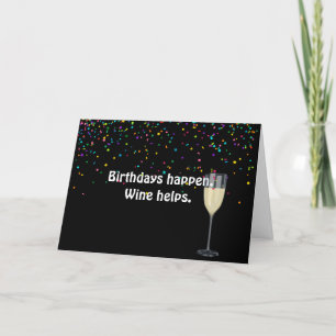 white wine with birthday confetti card