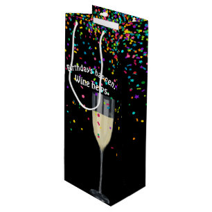 white wine with birthday confetti wine gift bag