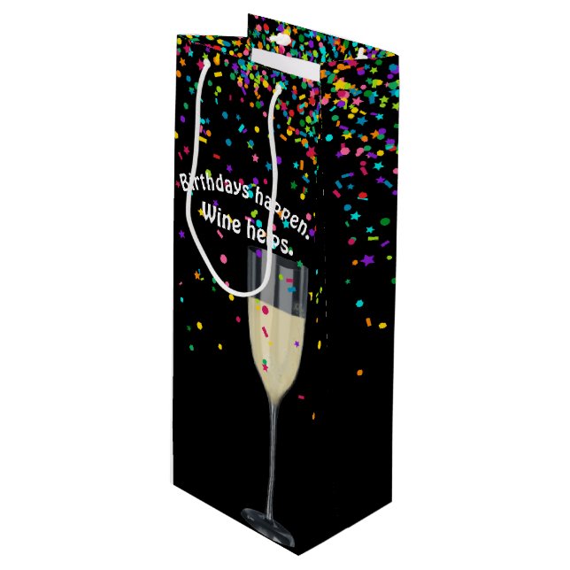 white wine with birthday confetti wine gift bag (Front Angled)