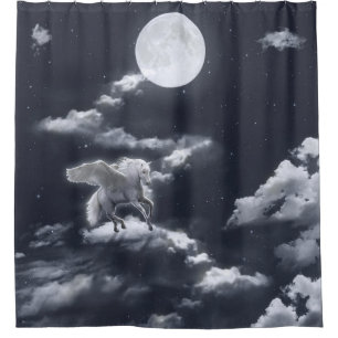 White winged horse: moonlit sky.