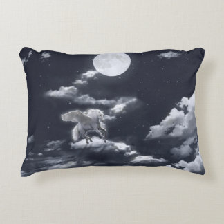 White winged horse: moonlit sky. accent pillow