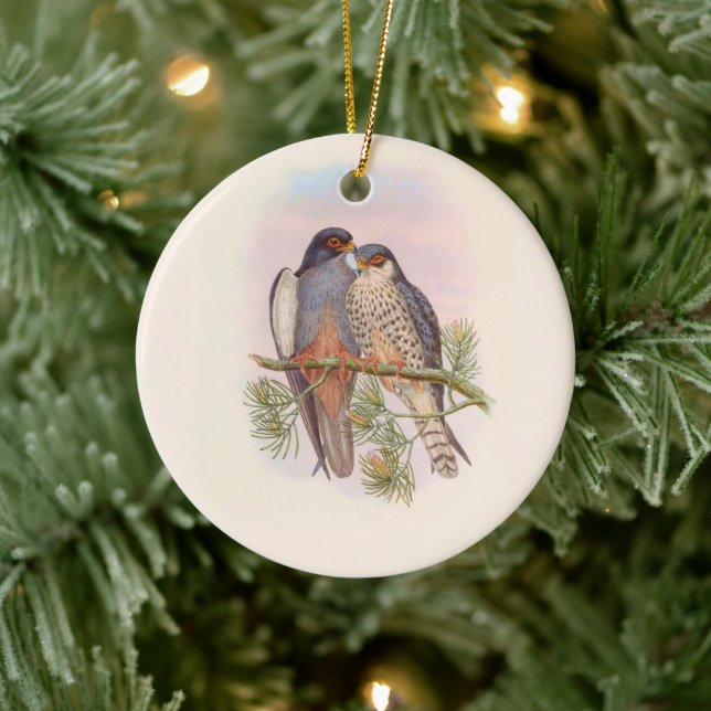 White-winged Red-footed Kestrel  Ceramic Ornament (Tree)