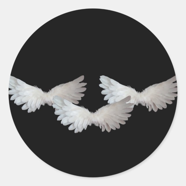 White Wings Round Sticker (Front)