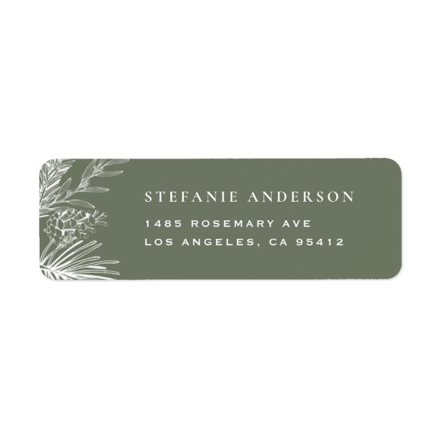 White Winter Botanical Taupe Green Christmas (Devant)