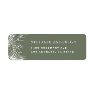 White Winter Botanicals Taupe Green Christmas