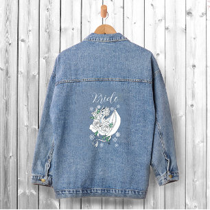 White Winter Dragon Snowflakes Blue Denim Jacket