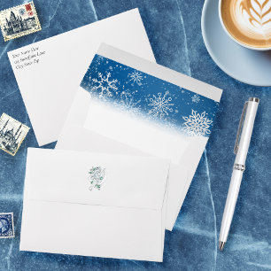 White Winter Dragon Snowflakes Blue Envelope