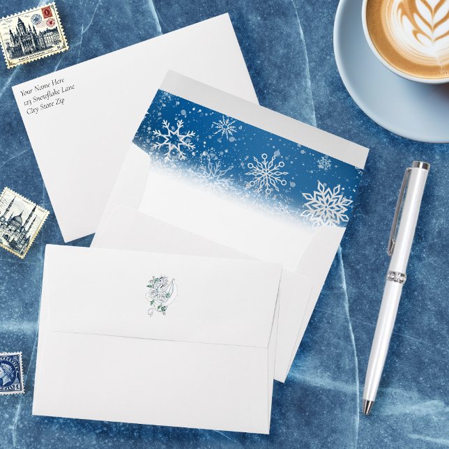 White Winter Dragon Snowflakes Blue Envelope (Creator Uploaded)