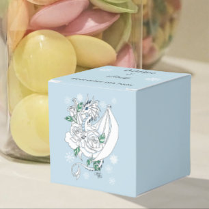 White Winter Dragon Snowflakes Blue Favor Box