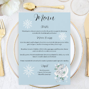 White Winter Dragon Snowflakes Blue Menu