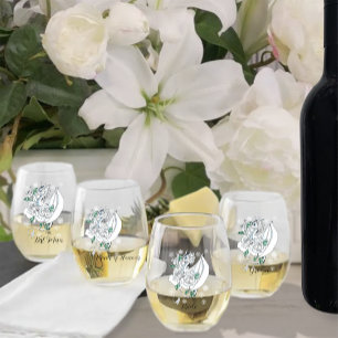White Winter Dragon Snowflakes Blue Stemless Wine Glass
