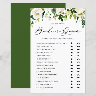White Winter Flowers Guess Who Bride or Groom Game