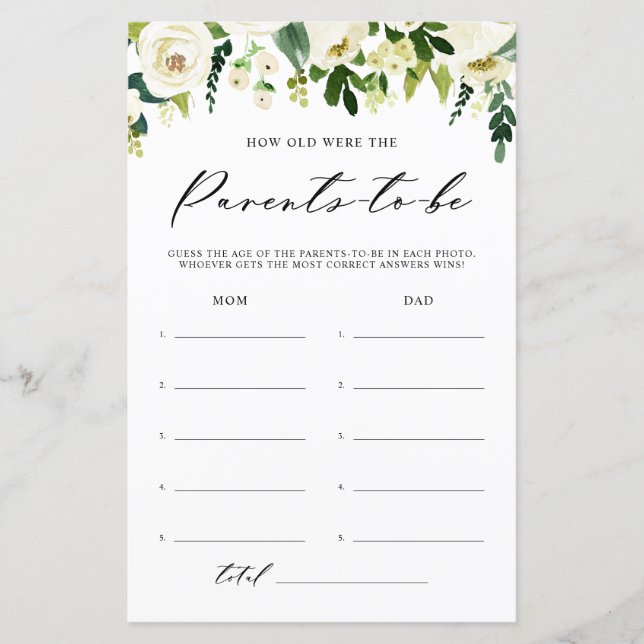 White Winter Flowers How Old Were The Parents Card (Front)