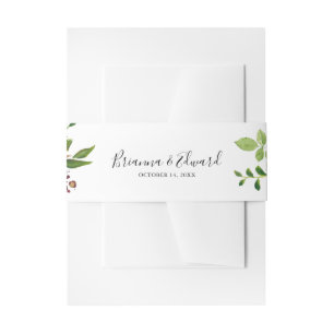 White Winter Peony Floral Wedding Invitation Belly Band