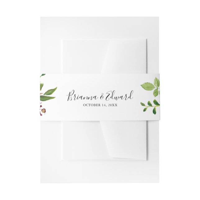 White Winter Peony Floral Wedding Invitation Invitation Belly Band (Front Example)