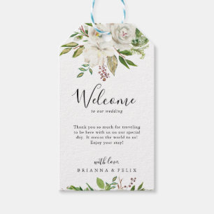 White Winter Peony Floral Wedding Welcome Gift Tags