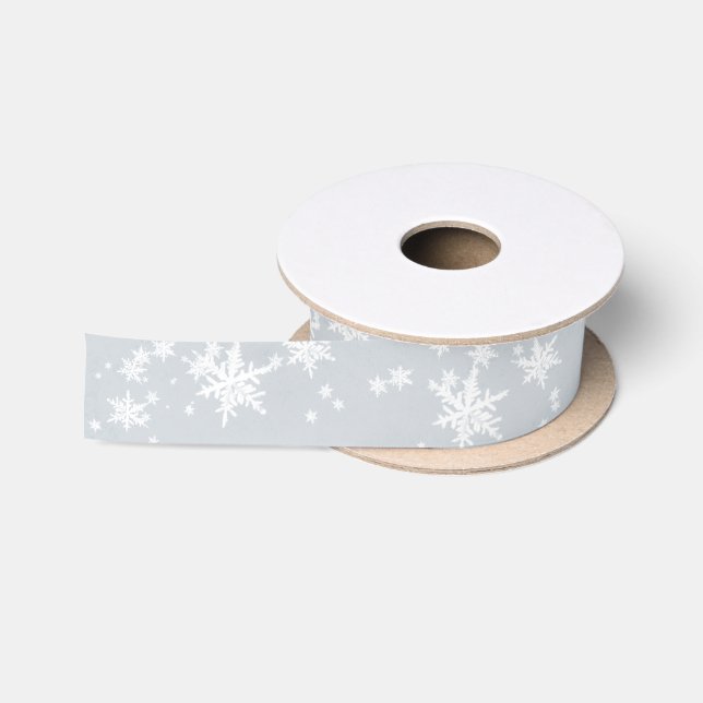 White Winter Snowflakes Satin Ribbon (Spool)