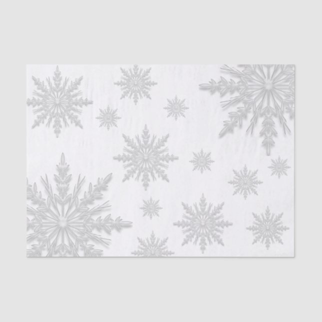 White Winter Snowflakes Tissue Paper (Front)