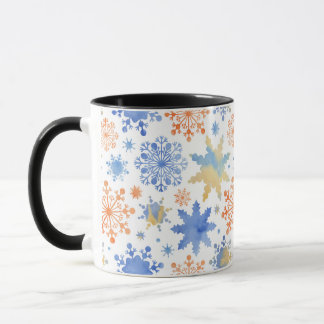 White Winter Snowflakes Watercolor Pattern Mug