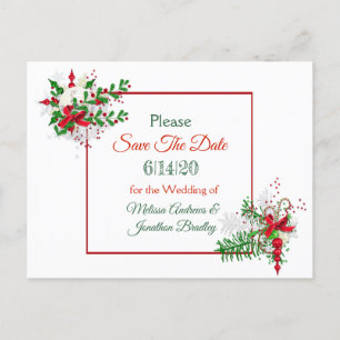 White Winter Wedding Themed Save the Date Postcard