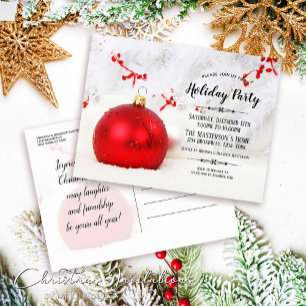 White Winter Wonderland Holiday Party Invitation Postcard